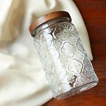 Adodeen 32oz Jaquettes en verre vintage avec lids, contenants hermétiques de stockage des aliments, boîtes de cuisine pour le sucre, café, thé, épices, farine, bonbons, pâtes, céréales, pots décoratifs mignons