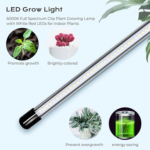 Miniatura 4 de iPower Luz LED de cultivo lámpara de cultivo de plantas con clip de espectro completo de 6000 K con 84 LED blancos y rojos para plantas de interior