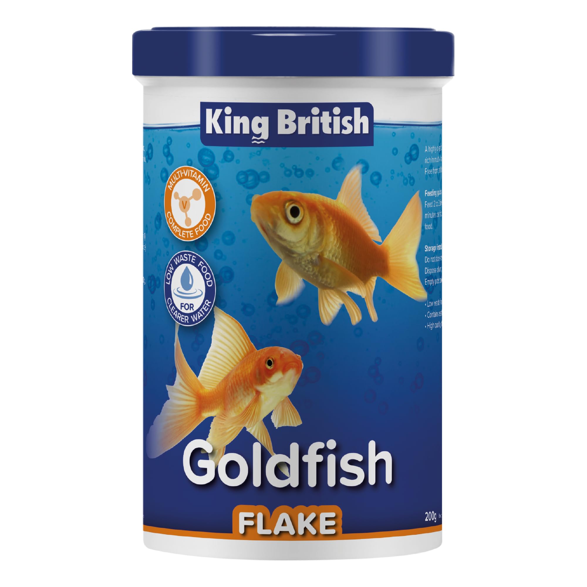 King British โ Goldfish Flake 200g โ Multi-Vitamin Complete Food โ Clear Water Formula Natural Ingredients โ For Goldfish & Other Cold Water Fish