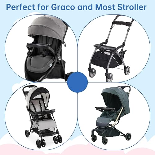 Miniatura 5 de Bandeja de refrigerio de repuesto para cochecito Graco - Soporte para taza de cochecito con soporte para teléfono, bandeja universal para