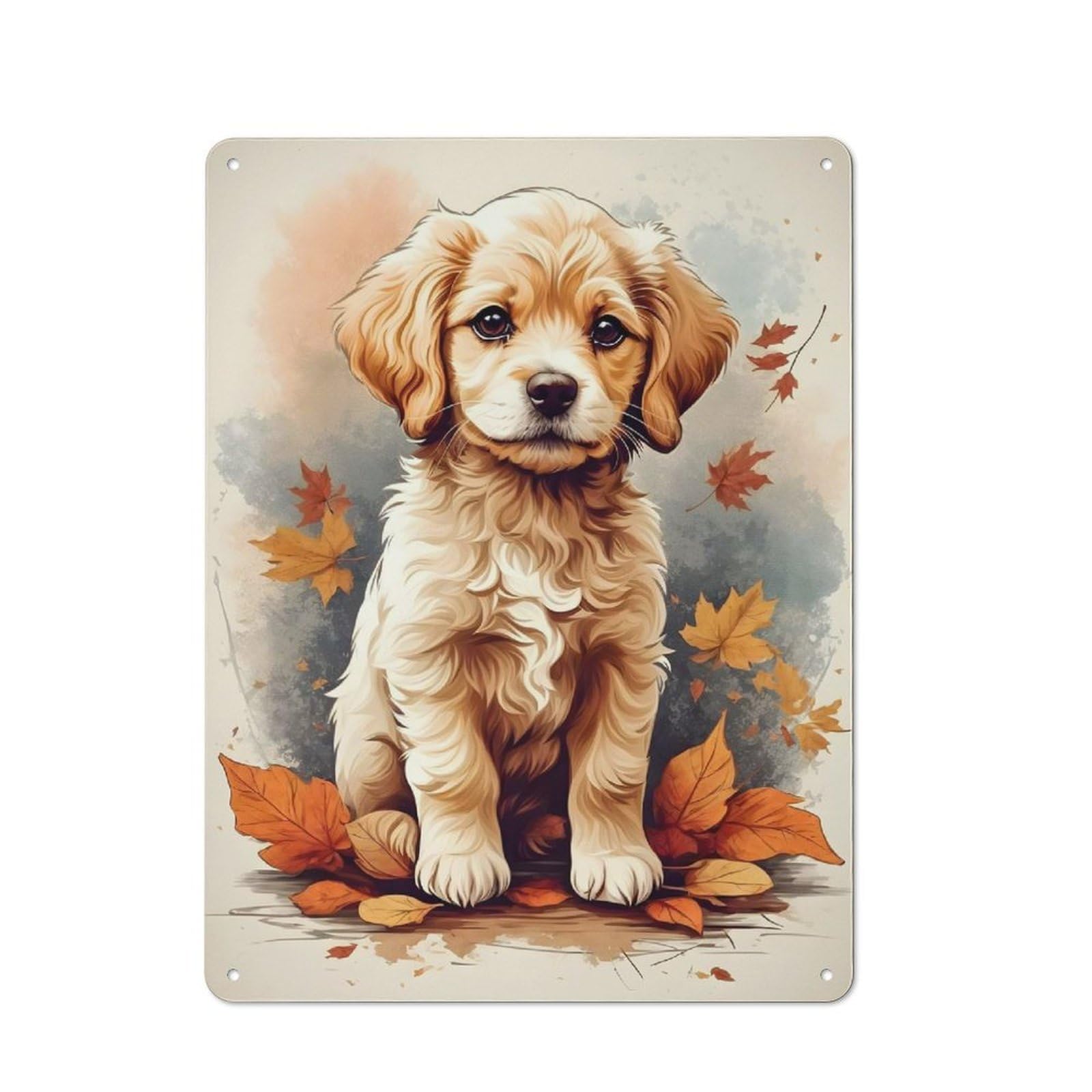 Junmoney Cute Puppies Rustic Tin Sign 40X30cm, Garden Style Garden Room Wall Plaque For Conservatory, Home Bar Or Utility Room
