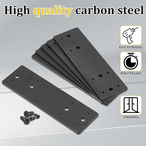 Miniatura 3 de Tandefio 6 unidades de placa reparadora de 10 x 3 x 0.12 pulgadas, soporte plano con agujeros, soportes y ganchos de viga, conector de soporte de