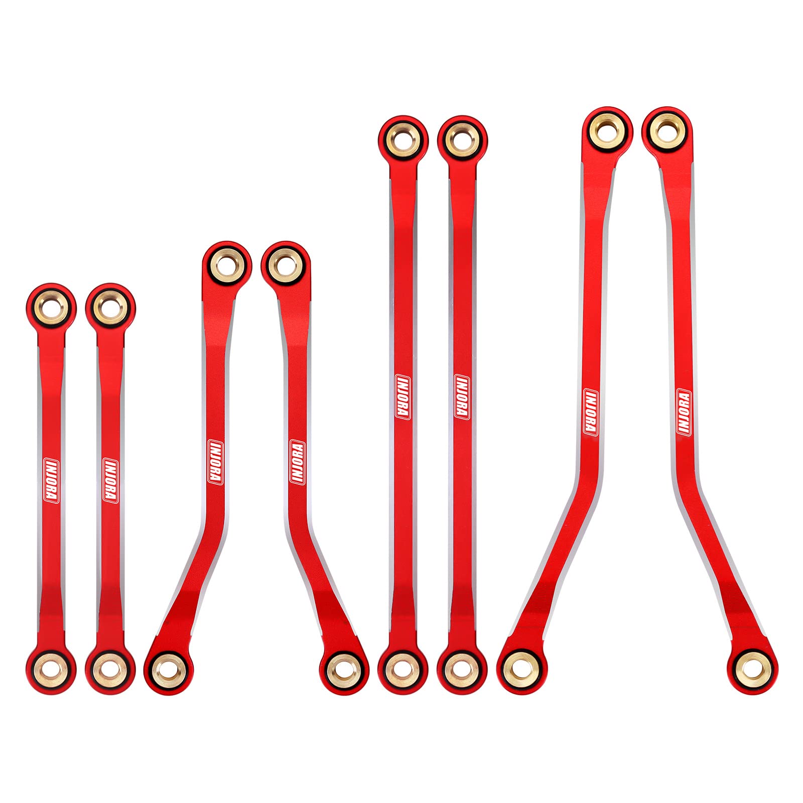 INJORAHigh Clearance Chassis Links CNC Aluminum Links Set for TRX4M Defender Bronco 1/18 Upgrade Parts (Red)