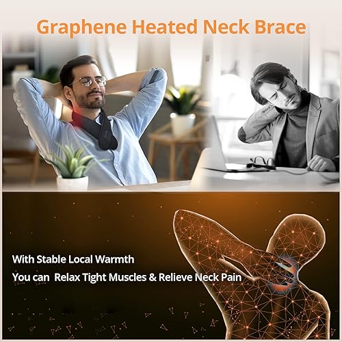 Vista 2 de Almohadilla térmica inalámbrica para el cuello, envoltura térmica para aliviar el dolor de cuello, almohadilla térmica eléctrica con película