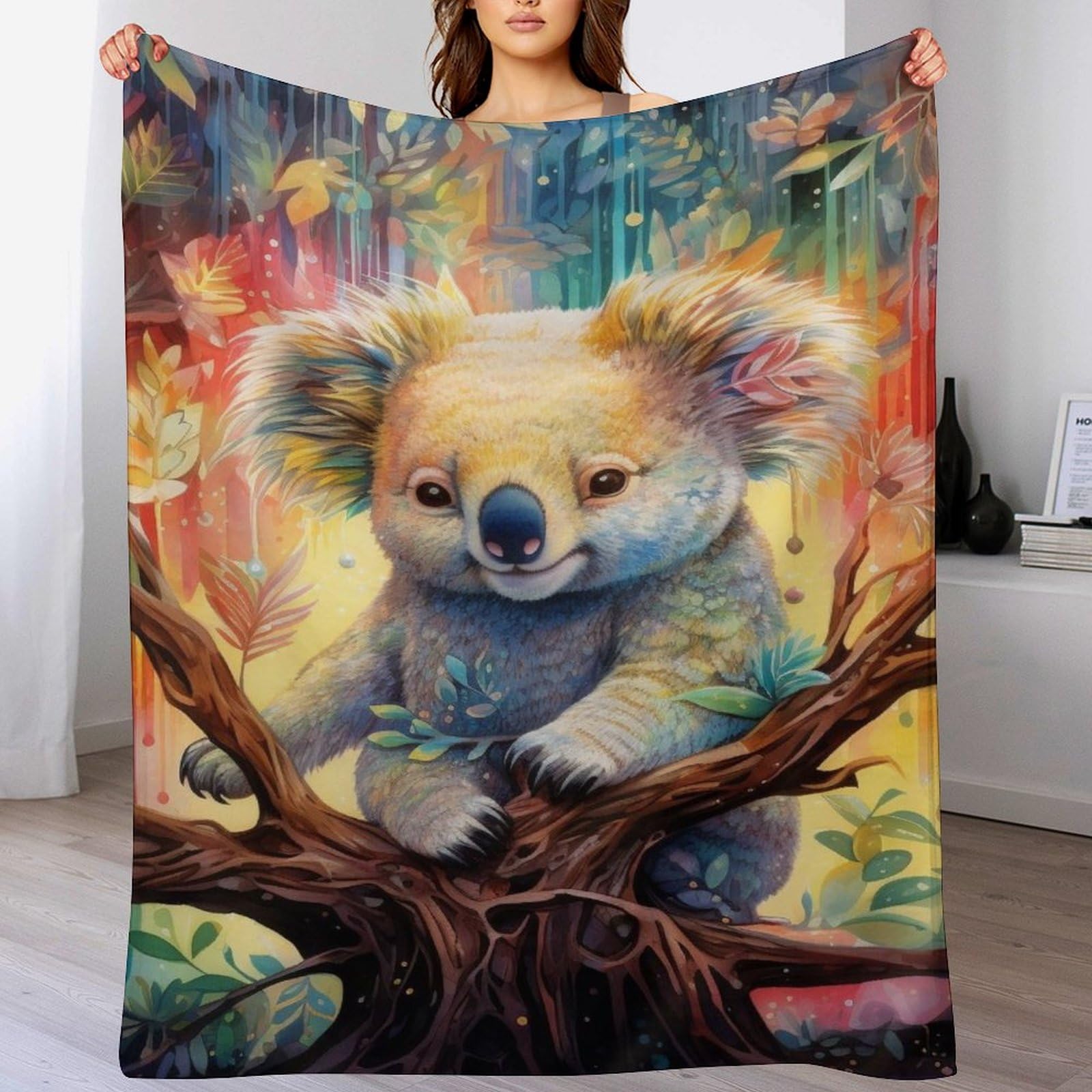 Couverture polaire koala chaude en flanelle douce jeté de canapé 100x130cm