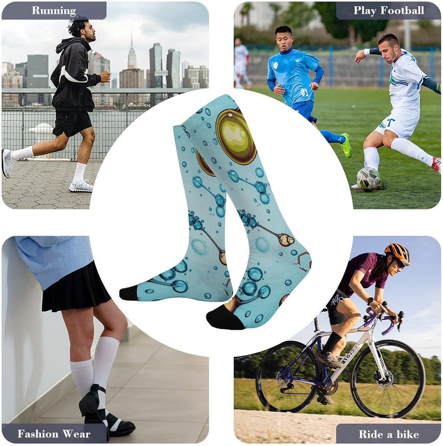 Abstraction Biology Chemistry Knee High Soccer Socks Moisture Wicking