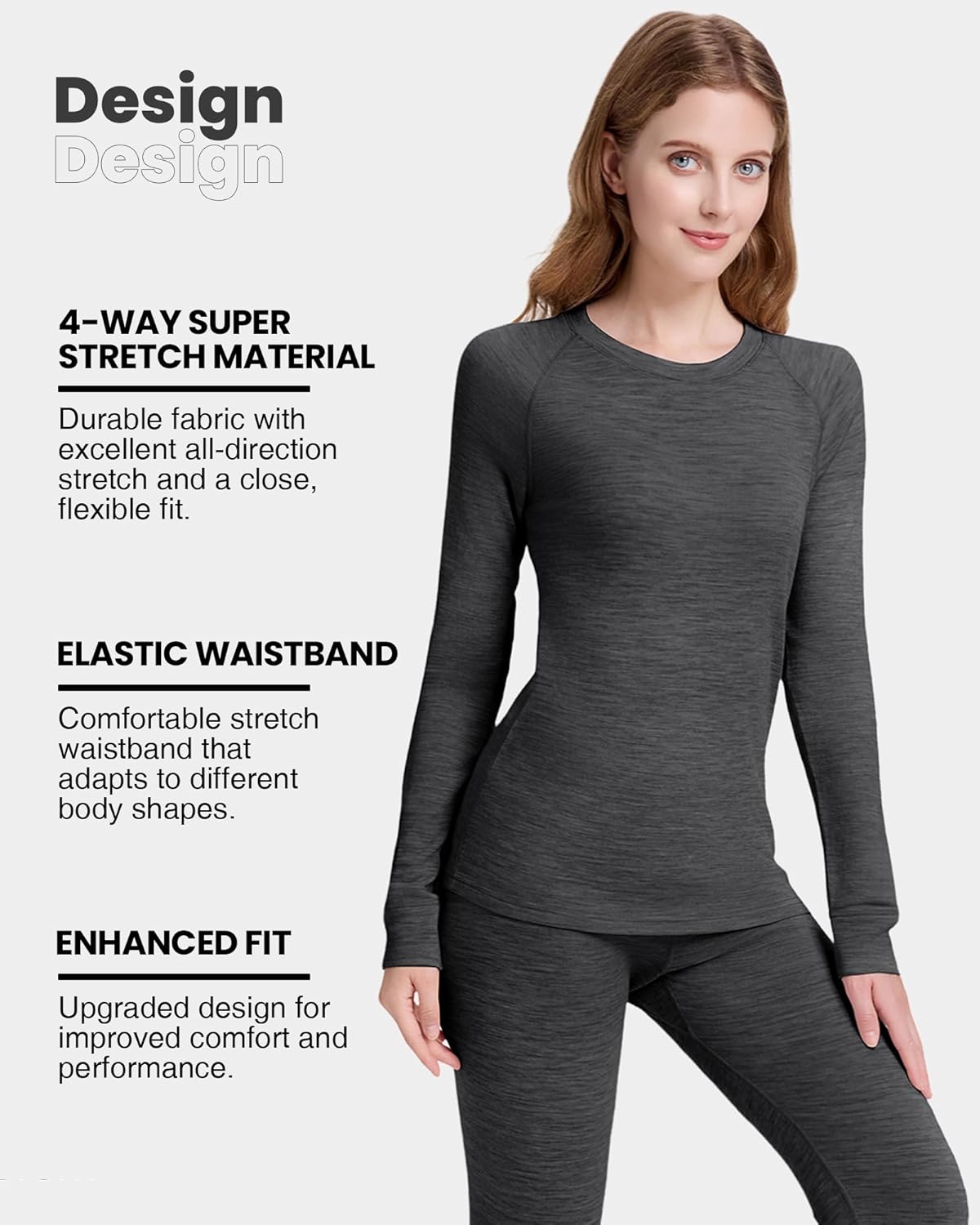Women's 100% Merino Wool Base Layer Tops Lightweight Long Sleeve Active Base Layer - Image 3