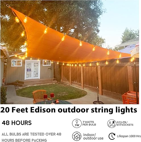 Miniatura 5 de Afirst - Extensión de luces para exteriores de 20 pies con 22 bombillas Edison estilo bistró vintage, impermeable, luces ST40 para patio, fiesta