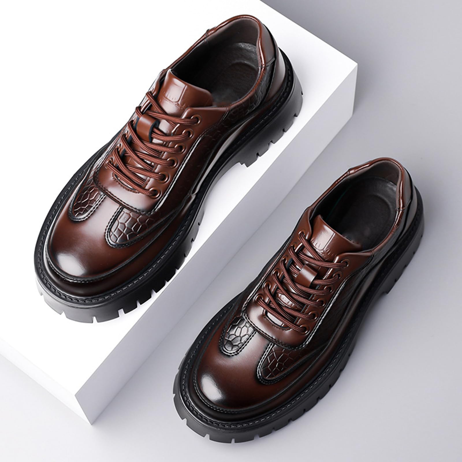 Scarpe Oxford con Plateau da Uomo Scarpe Eleganti con Lacci