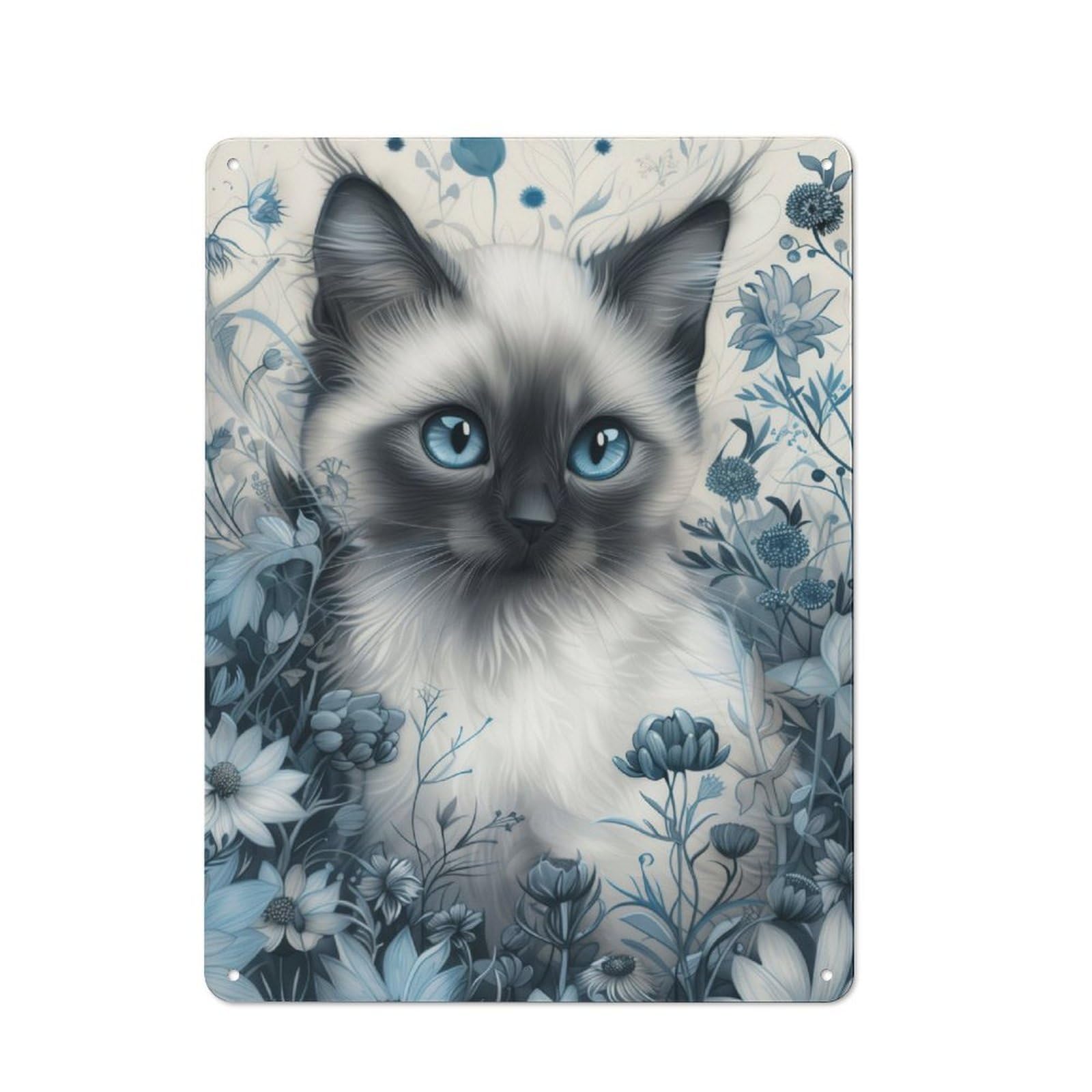 Junmoney Cute Whimsical Siamese Cat Classic Decorative Tin Plaque 40X30cm, Bar Wall Plaque For Diner, Restaurant, Shed Or Kitchen