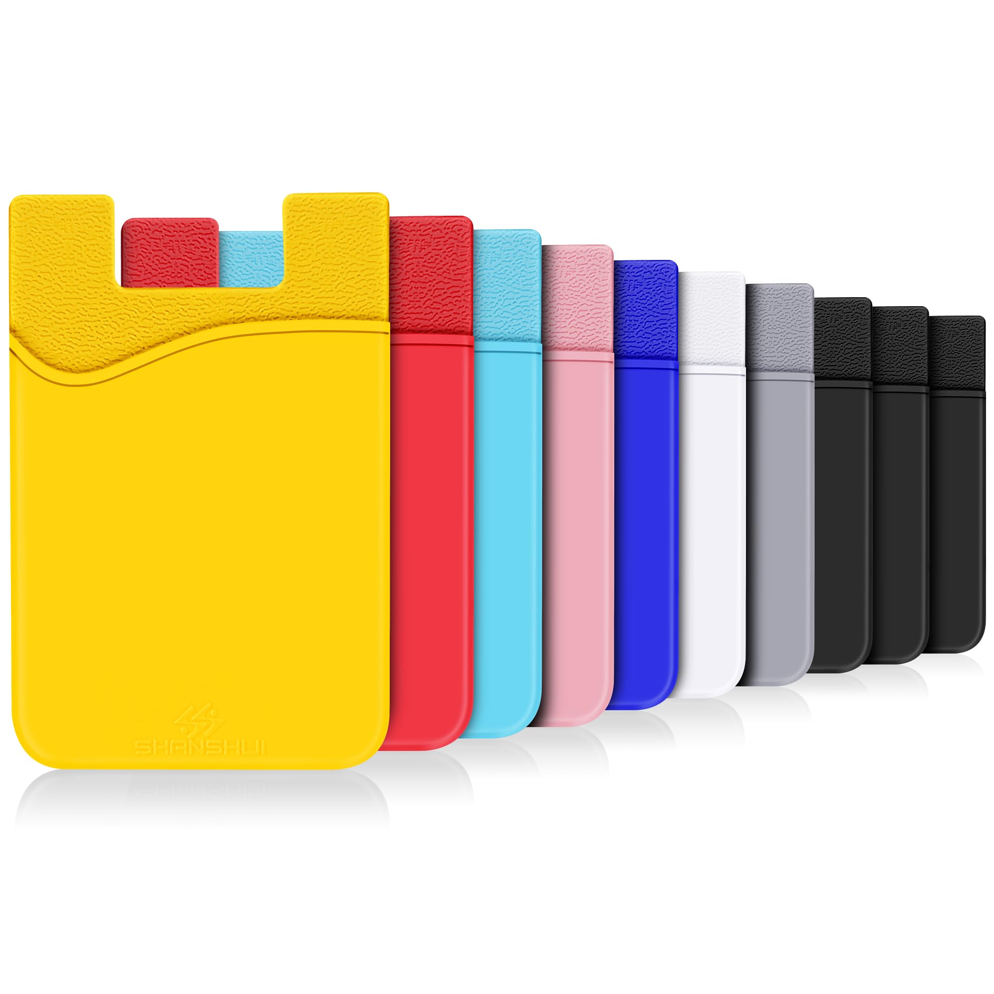 SHANSHUI Phone Card Holder, 10 PCS Cell Phone Wallet, Strong Adhesive Sticker Credit Card Holder Stick on Compatible for iPhone, Android &amp; Most Smartphones
