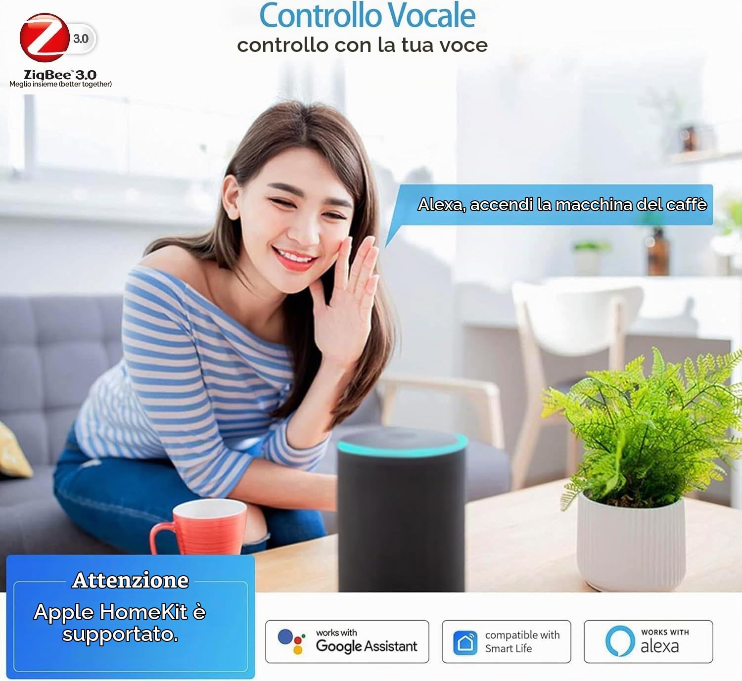 Xenon Zigbee Smart Multipresa WiFi Intelligente con 4 Prese AC 4 Porte USB, Protezione da Sovraccarico Compatibile con Alexa e Google Home, Smartthings e Google Assistant