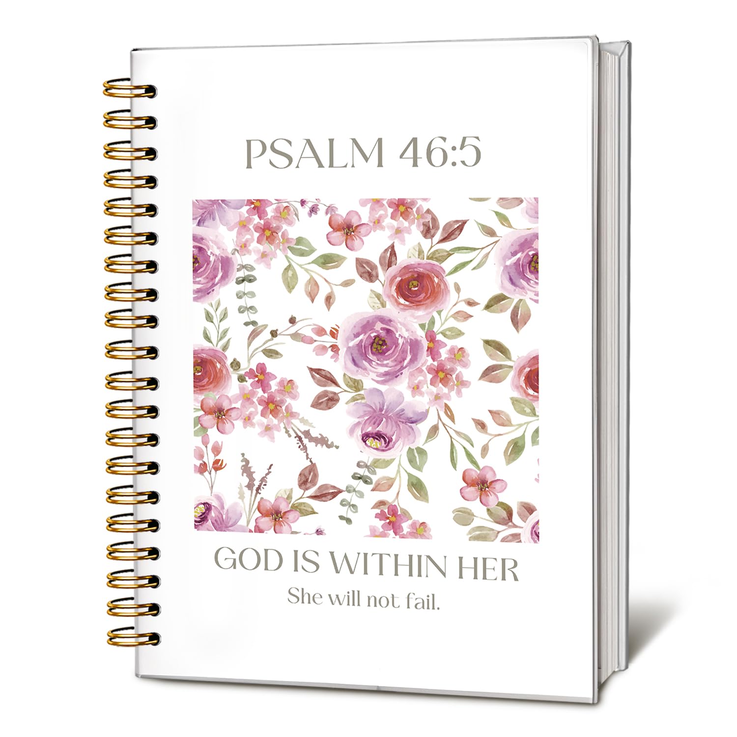 LIANGW Floral Christian Notebook,Psalm 46 5 Christian Journal for Women, Bible Study Journal, Bible Notebooks for Note Taking, Hardcover Spiral