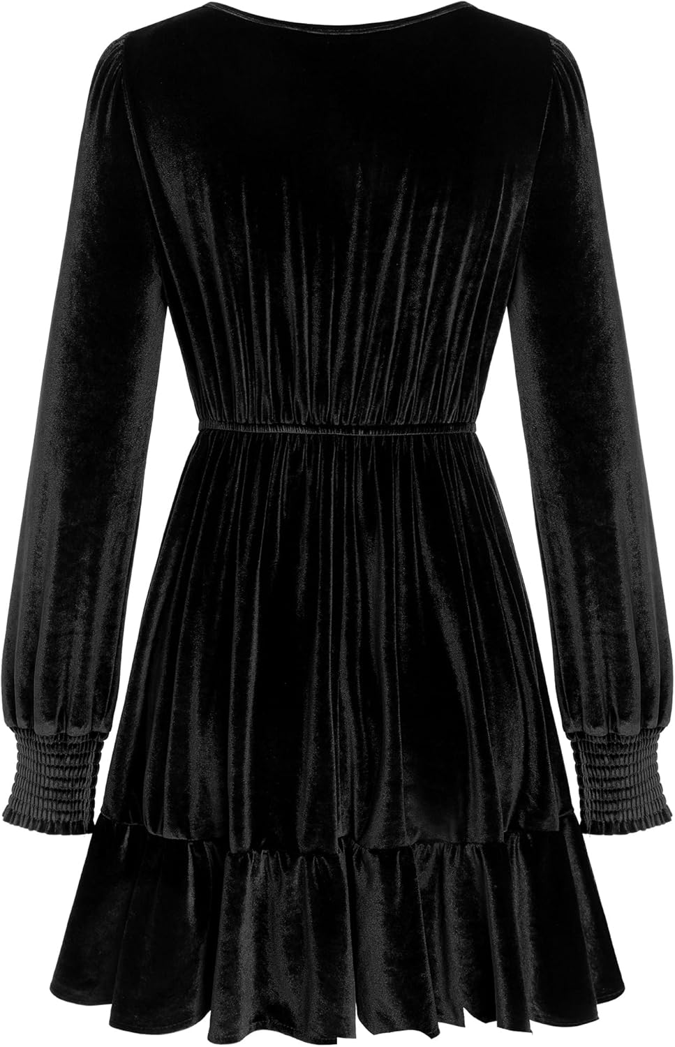 ZAFUL Womens Long Sleeve Velvet Dress 2025 Fall V Neck Holiday Cocktail Party Semi Formal Mini Dresses for Wedding Guest - Image 4