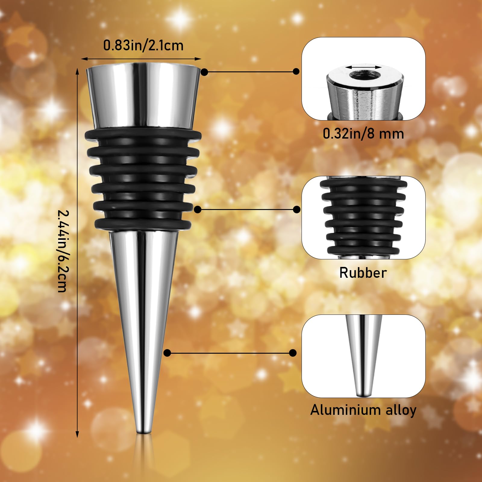 WLLHYF - Tapones de vino reutilizables decorativos para botellas de vino (50 unidades, incluye tapones de silicona reutilizables para botellas de vino