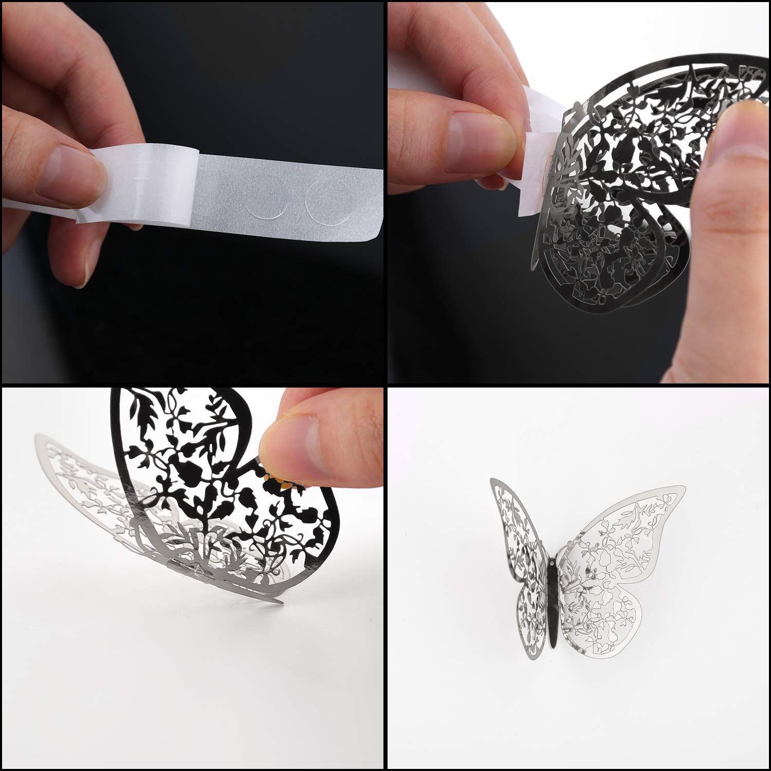 AIEX 24 x 3D adesivi rimovibili vivaci con 3 diverse dimensioni (argento)