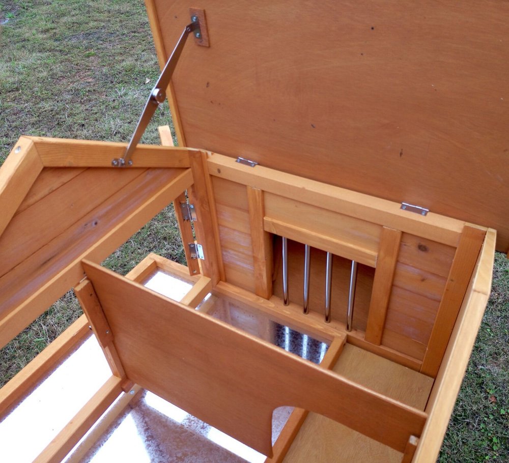 Kaninchenstall Hasenstall draußen Winterfest-Hasengehege Freilaufgehege XXL groß Hasendraht De Luxe aus massiven Holz Meerschweinchen Stall 2 Etagen für 2 Kaninchen
