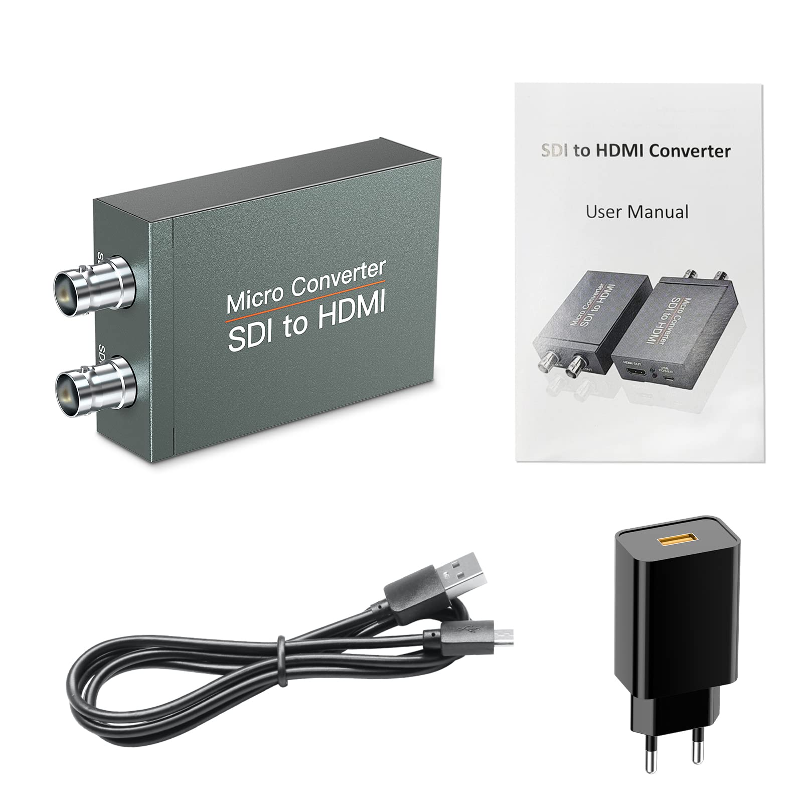 Convertitore da SDI a HDMI con SDI Loop Out, SDI to HDMI Converter, Rilevamento Automatico del formato per Segnale 3G-SDI, HD-SDI, SD-SDI da Visualizzare sullo Schermo HDMI