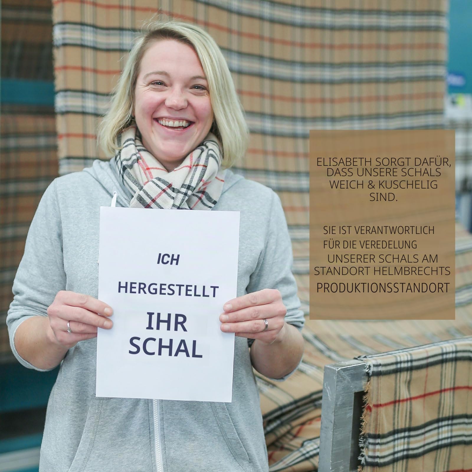 FRAAS Schal 60 x 200 cm - Made in Germany - Stola festlich - Aus reinem Polyacryl - XXL Schal kariert für Damen