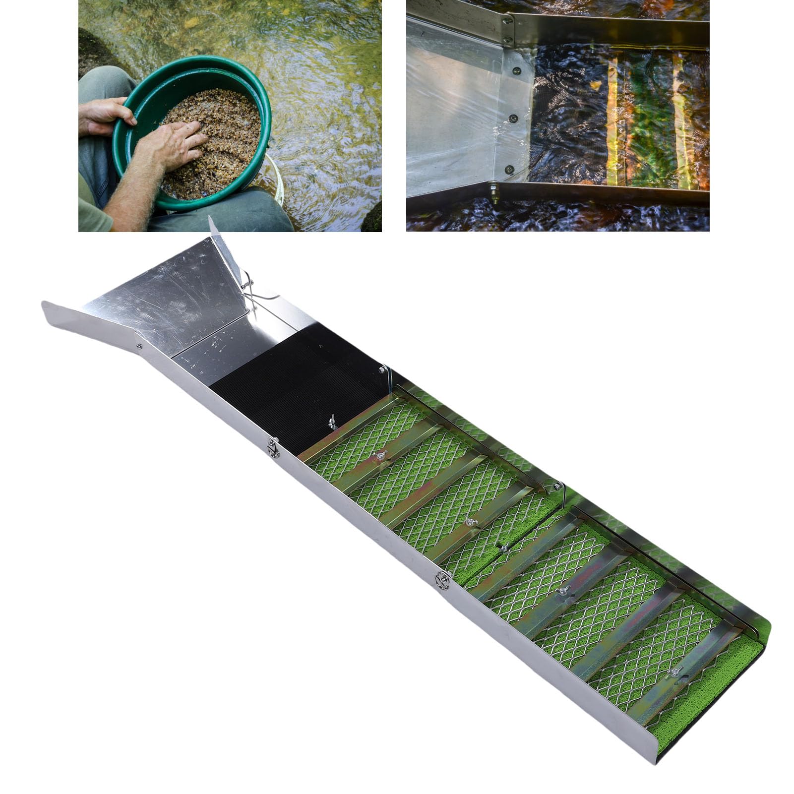 Generic Zestaw do Płukania Złota, Wysoka Wydajność, Kompleksowy Zestaw do Płukania, Składana Konstrukcja, Składana Aluminiowa Skrzynia śluzowa, Sedymentacja Płatków do Rzek i Strumieni