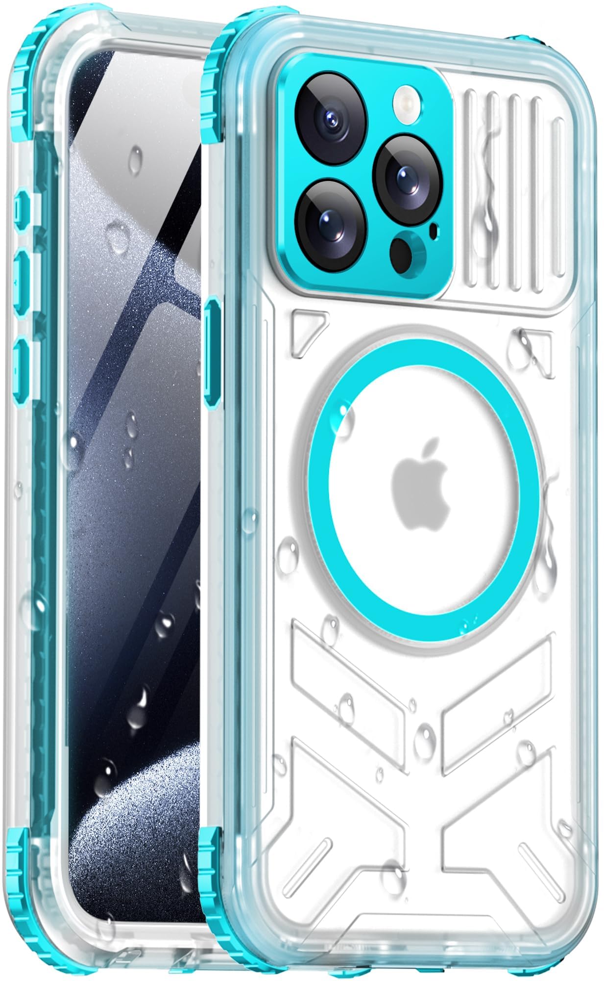 Haireca for iPhone 15 Pro Max Waterproof Case with Magsafe, Built-in [Camera & Screen Protector] [Lanyard], IP68 Water Proof Full Body Dustproof Heavy