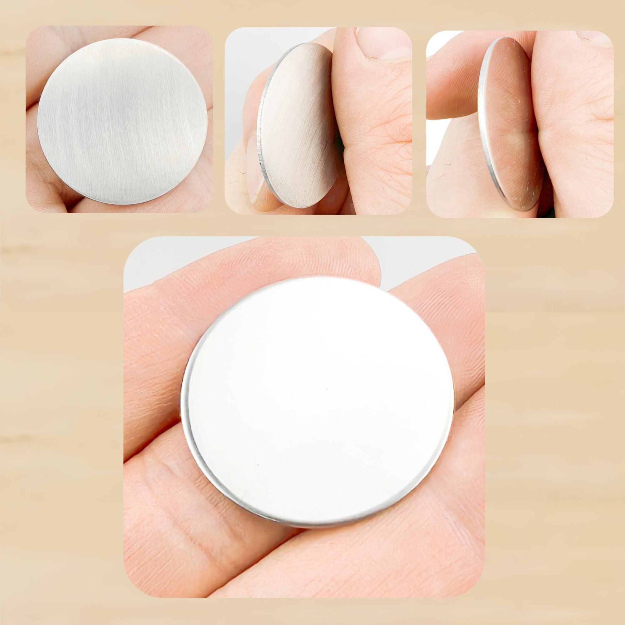 10 Edelstahl Scheiben Dog Tag Edelstahl, blanko Gravur blanko, 11 sizes, 30 mm discs no hole