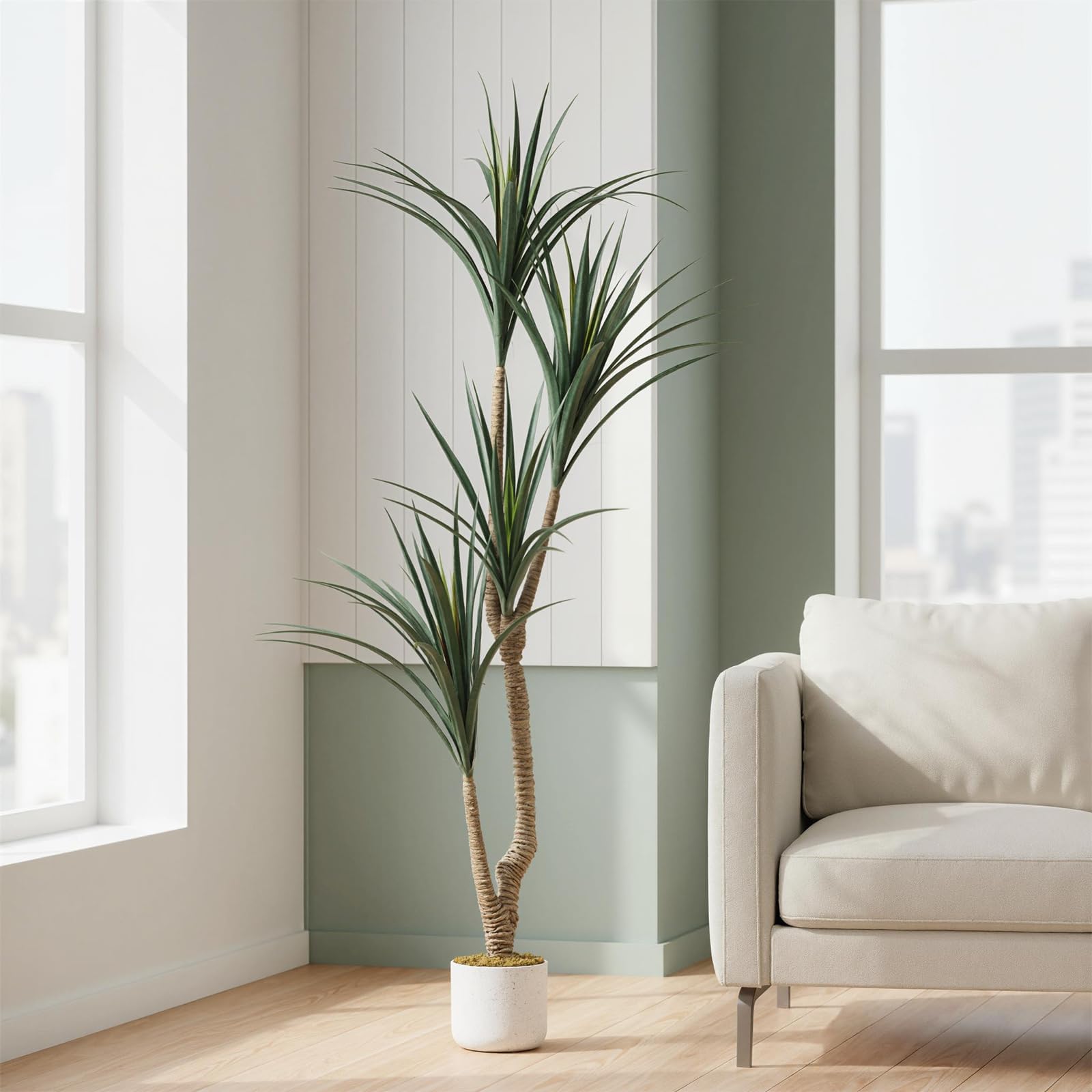 GarveeHome Artificial Dragon Tree, 165 cm High Large Artificial Dracaena Marginata with Pot, Tropical Artificial Plants for Home, Office, Indoor and Outdoor, Housewarming Gift