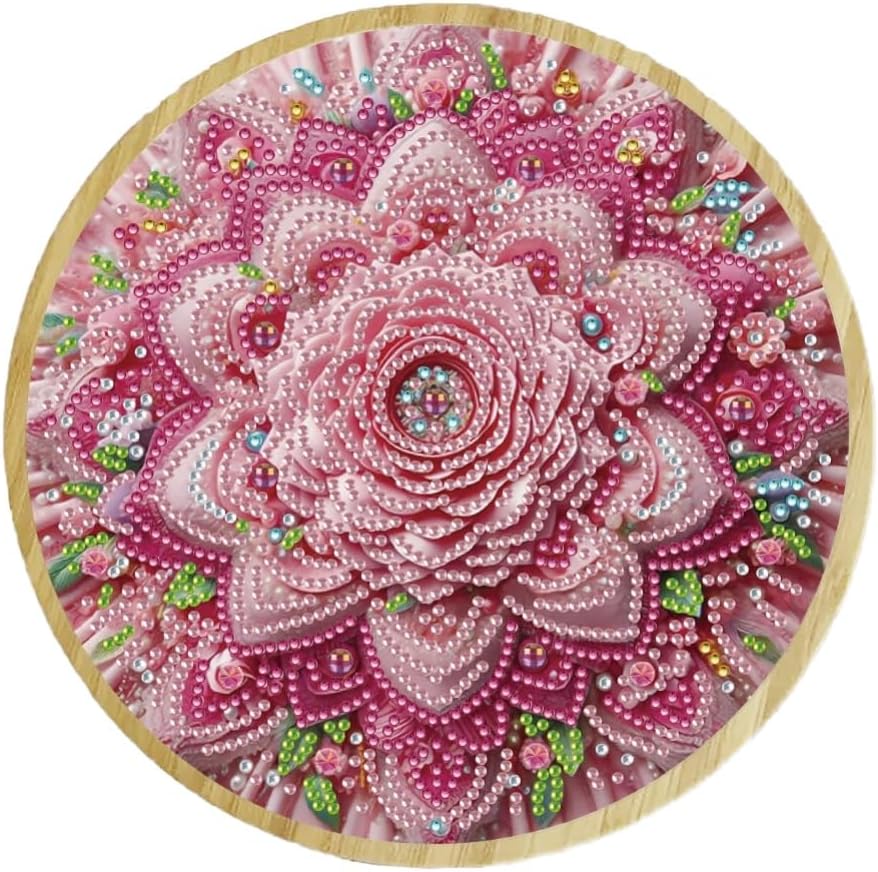 2Pcs DIY Diamond Round Serving Tray Diamond Art Painting Creative Design Handmade Bamboo Tray Dinner Plate for Coffee Breakfast Home Organizer-01