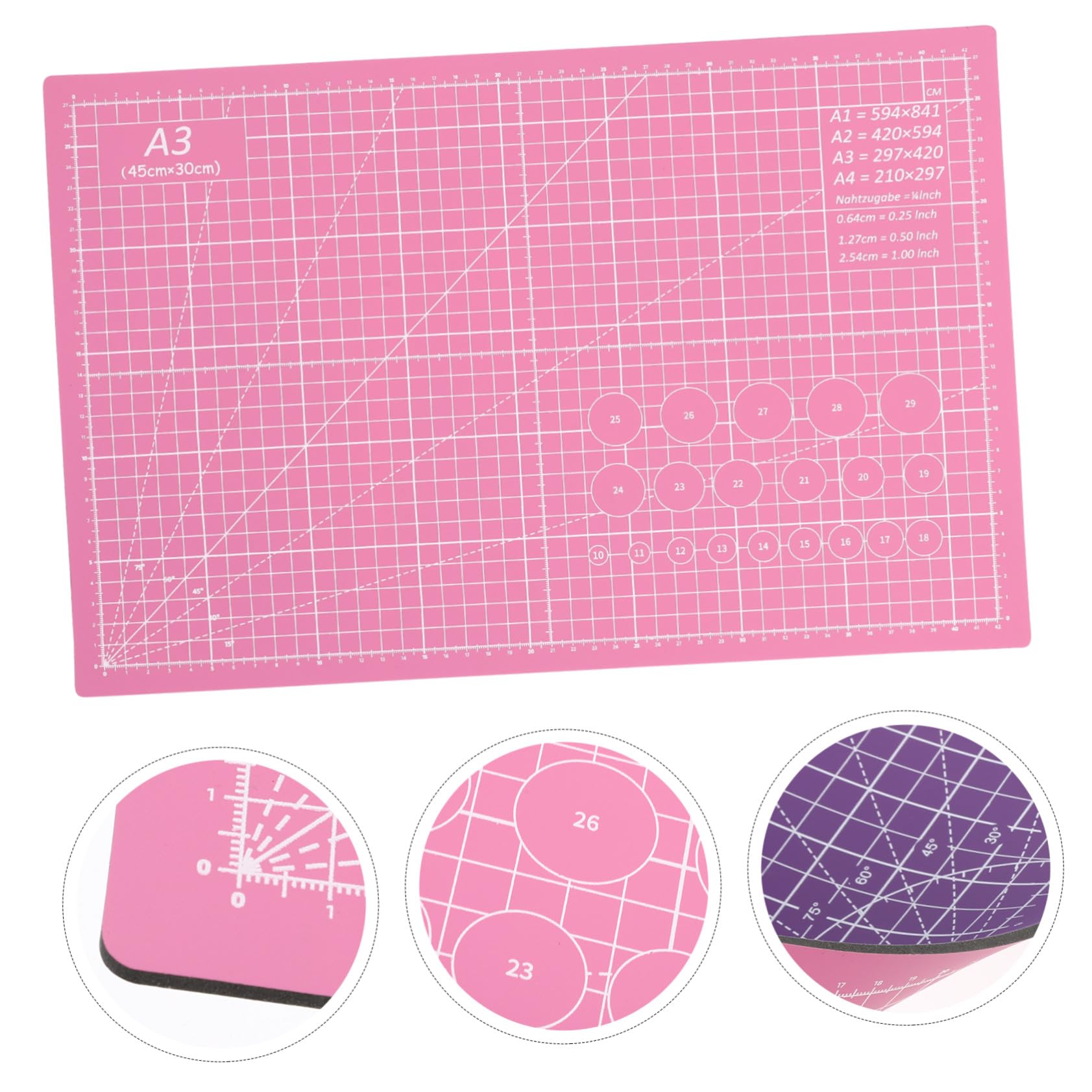 Alfombrilla de Corte Doble Cara Autocuración PVC para Manualidades Costura Quilting Scrapbooking con Escala Geométrica Resistente