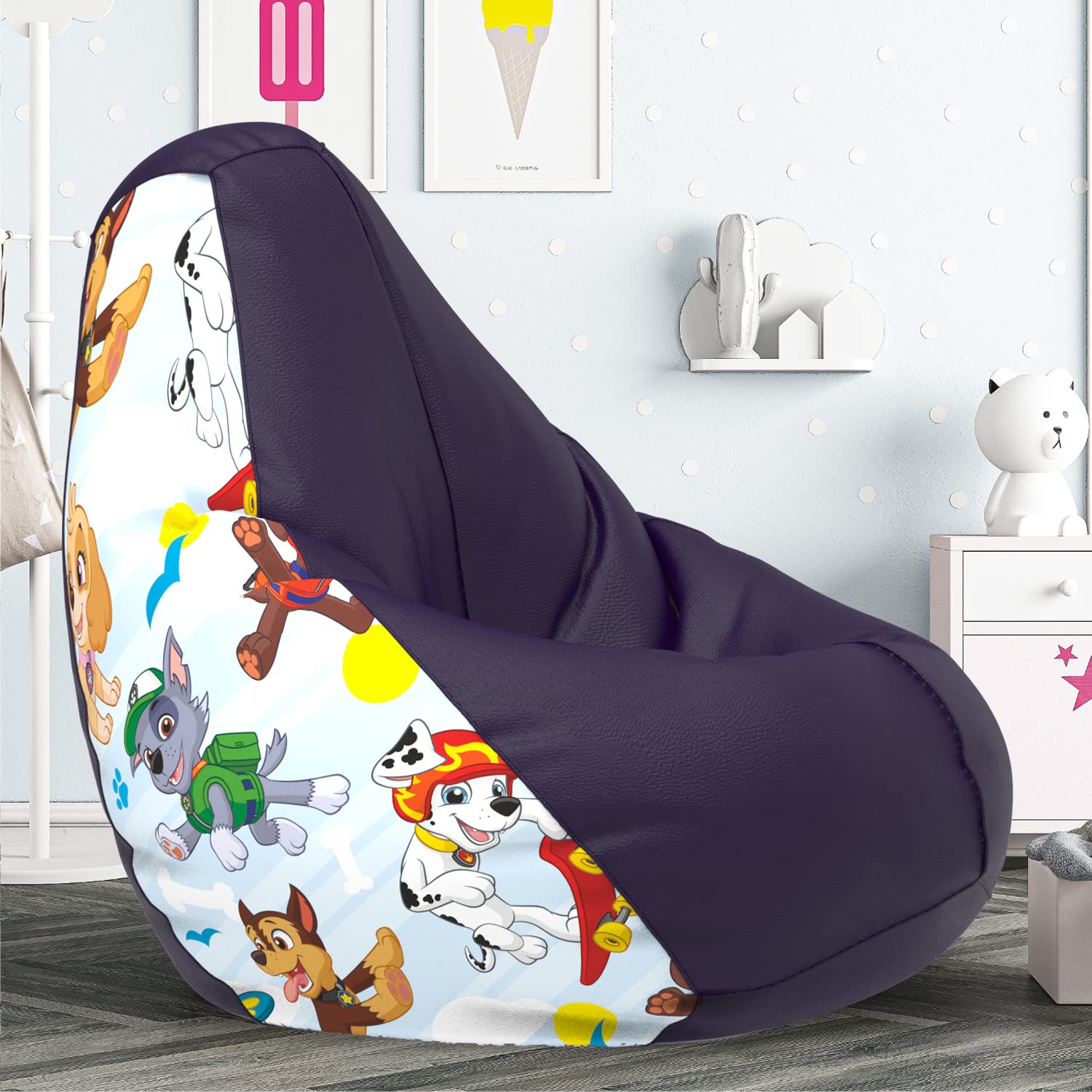 Bean Bag with Beans Filled - XXXXL - Official: Pawpatrol - for Adults - Max User Height : 5.5 Ft.-Weight : 80 Kgs - Prefilled Bean Bags (Paw Patrol-Artwork 5 - Indigo)-image-23