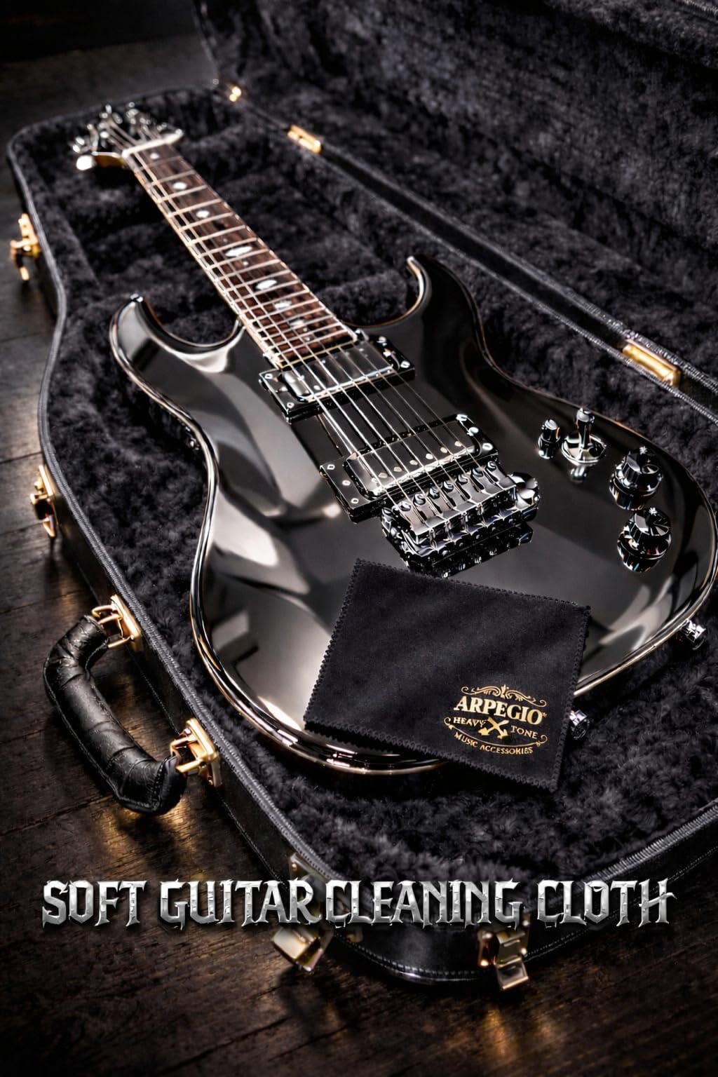 Juego de púas de guitarra con caja de madera natural. Incluye legendarias púas de bandas, púas de metal, colgante de coleccionista de metal y paños de microfibra. Accesorios perfectos para guitarra