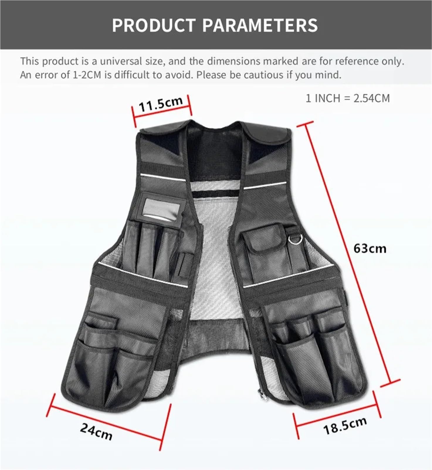 Chaleco de Trabajo Multi Functional Tool Vest Nylon Mesh Breathable Design Available All Year Round Construction