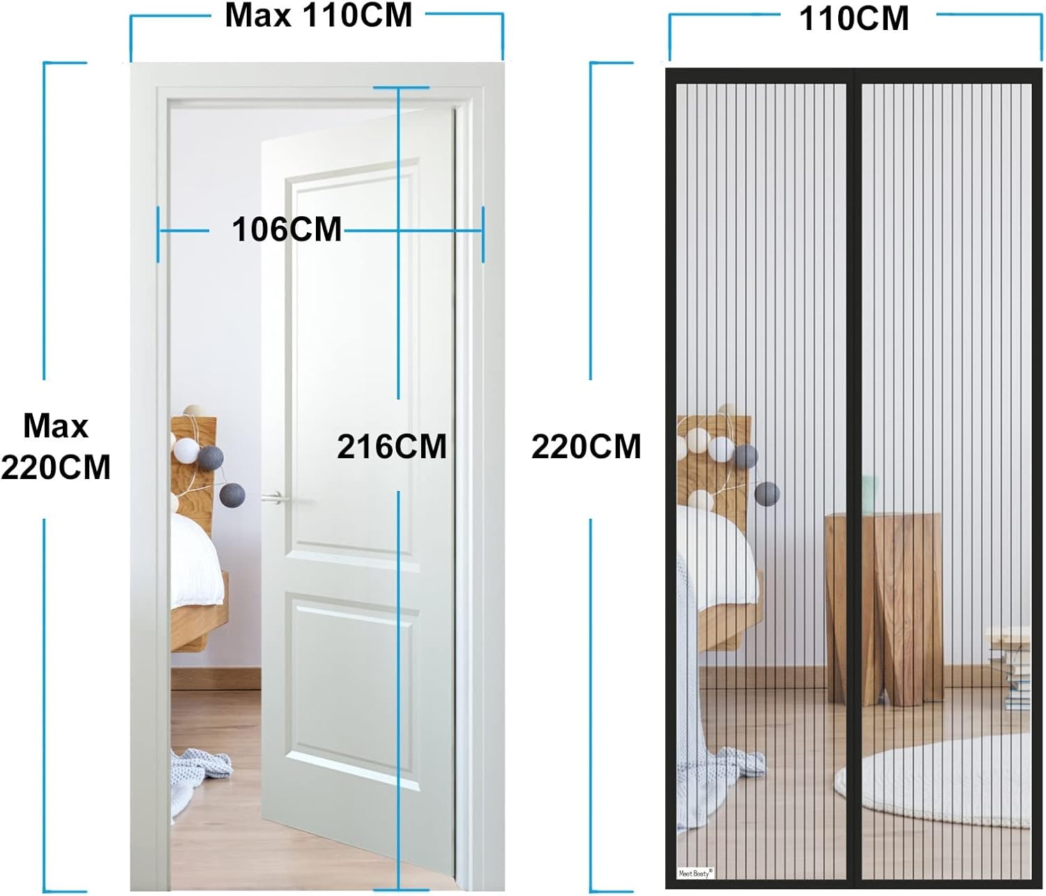 Meet Beauty Magnetic Fly Screen Door, Professional, 110 x 220 cm, Insect Protection Balcony Door - Image 3