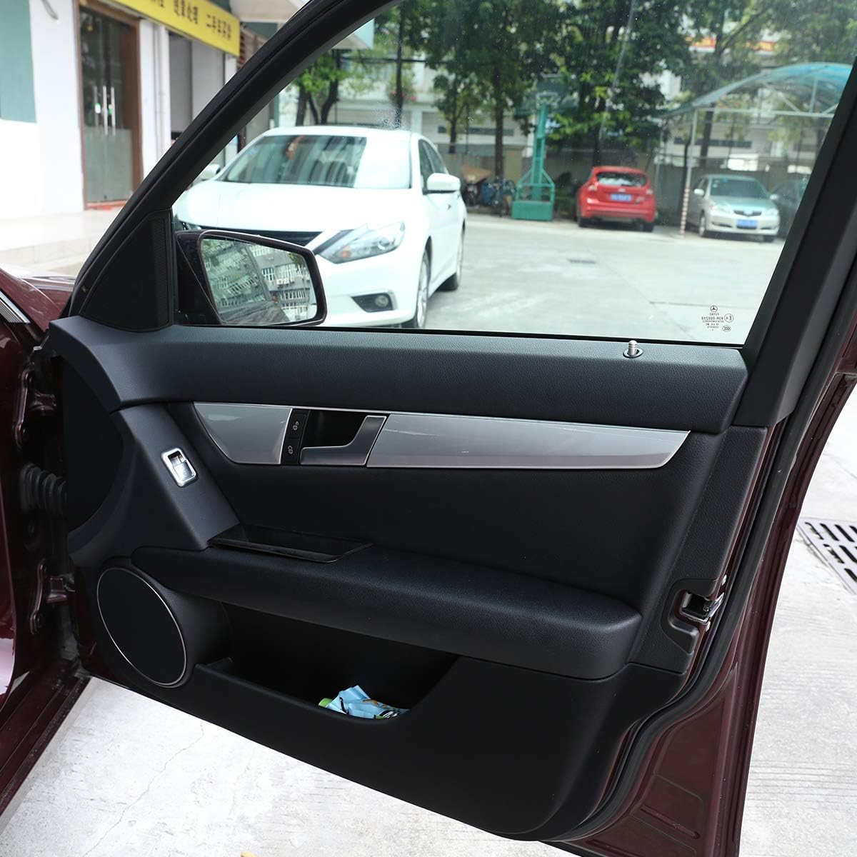 ABS Car Interior Door Decoration Panel Cover Trim for Mercedes Benz C Class W204 2008-2014 Auto Accessorie (Silver)