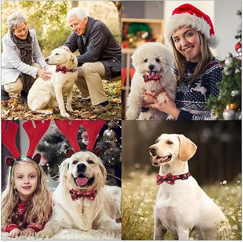 Miniatura 6 de Asvin - Collar de Navidad para perro, con corbatín, suave, cómodo y ajustable, para perros pequeños, medianos y grandes, Navidad