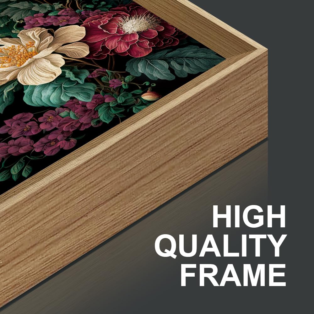 牡丹 水彩画 ダークブラウンフレーム Amazon.co.jp: FWIEXA ダークボタニカルフレームキャンバスウォール