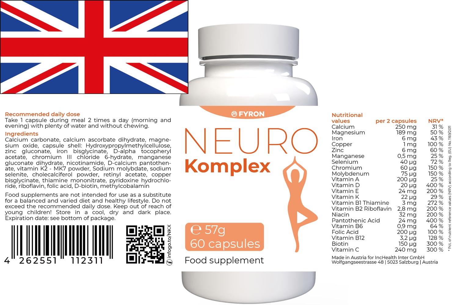 Neuro Komplex Kapseln, 180 Stück (3x 60 Kapseln), 3er Pack