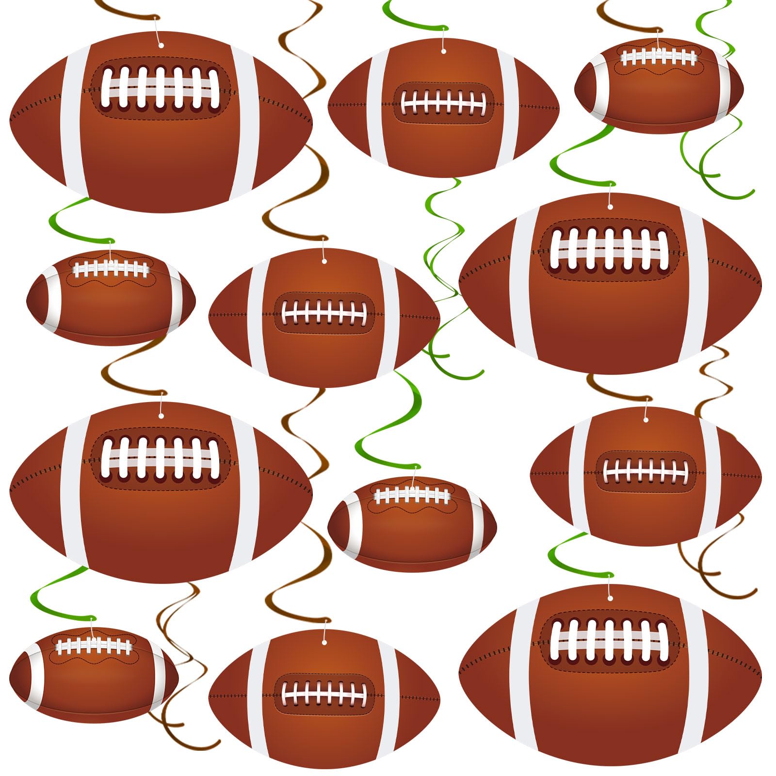 54Pcs Football Hanging Swirls Party Decorations Football Streamers Banner Garland for Game Day Tailgate Party Supplies Sports Theme Birthday Party Decorations