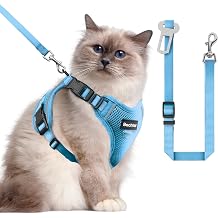 Cat Harness and Leash for Walking, The Upgrade Can be Adjusted in Four Directions and Breathable Cat Harness for Anti Escape that can be Fitted and Positioned, Reflective Strips Harness, Blue, M
