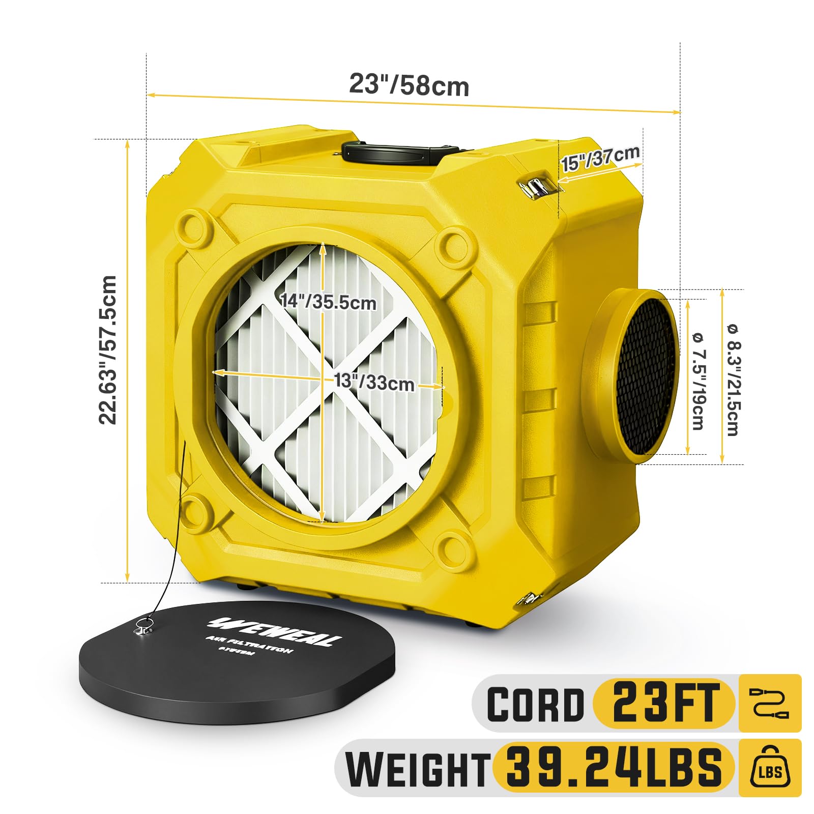 Purificatore d'aria commerciale, macchina ad aria negativa con filtrazione a 3 stadi, purificatore d'aria commerciale con HEPA/filtri al carbonio/MERV-10, purificatore d'aria resistente per