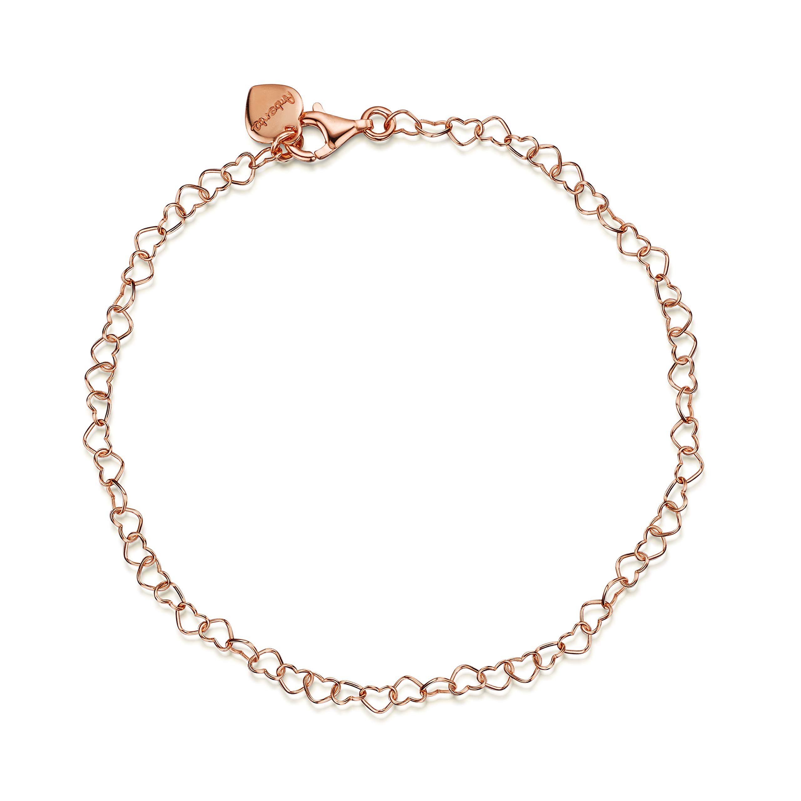 AmbertaPulsera de Corazones para Mujer en Plata de Ley 925