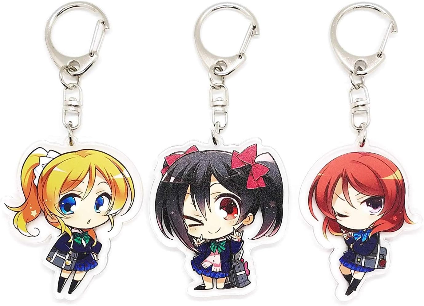 Set of 3 Love Live Anime Acrylic Keychain Eri Ayase, Niko Yazawa, Maki Nishikino