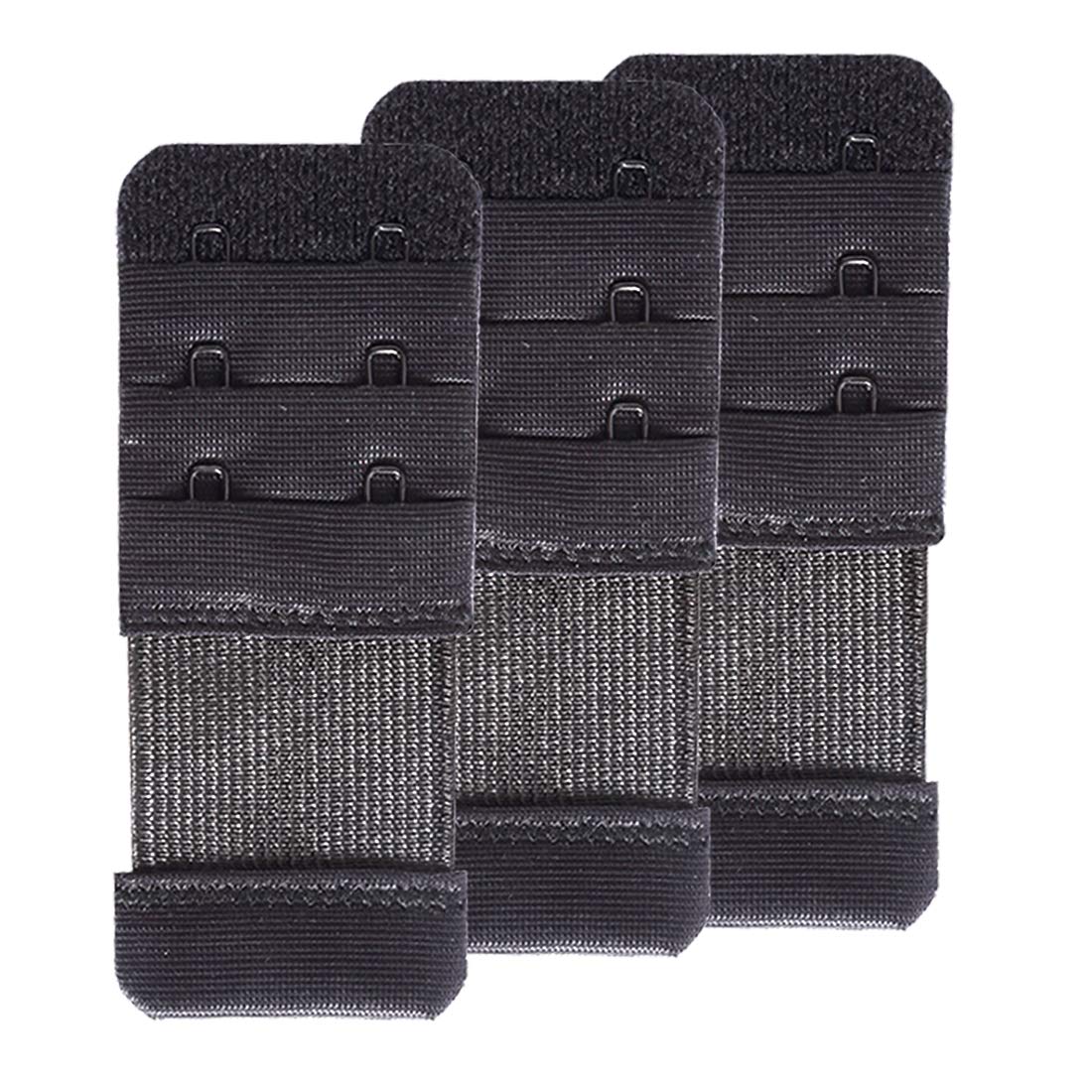 Samgu Women's 3Pcs Black, 2 Hook, 1.9Cm Bra Extender 2 Hook Elastic Stretchy Bra Extension Strap