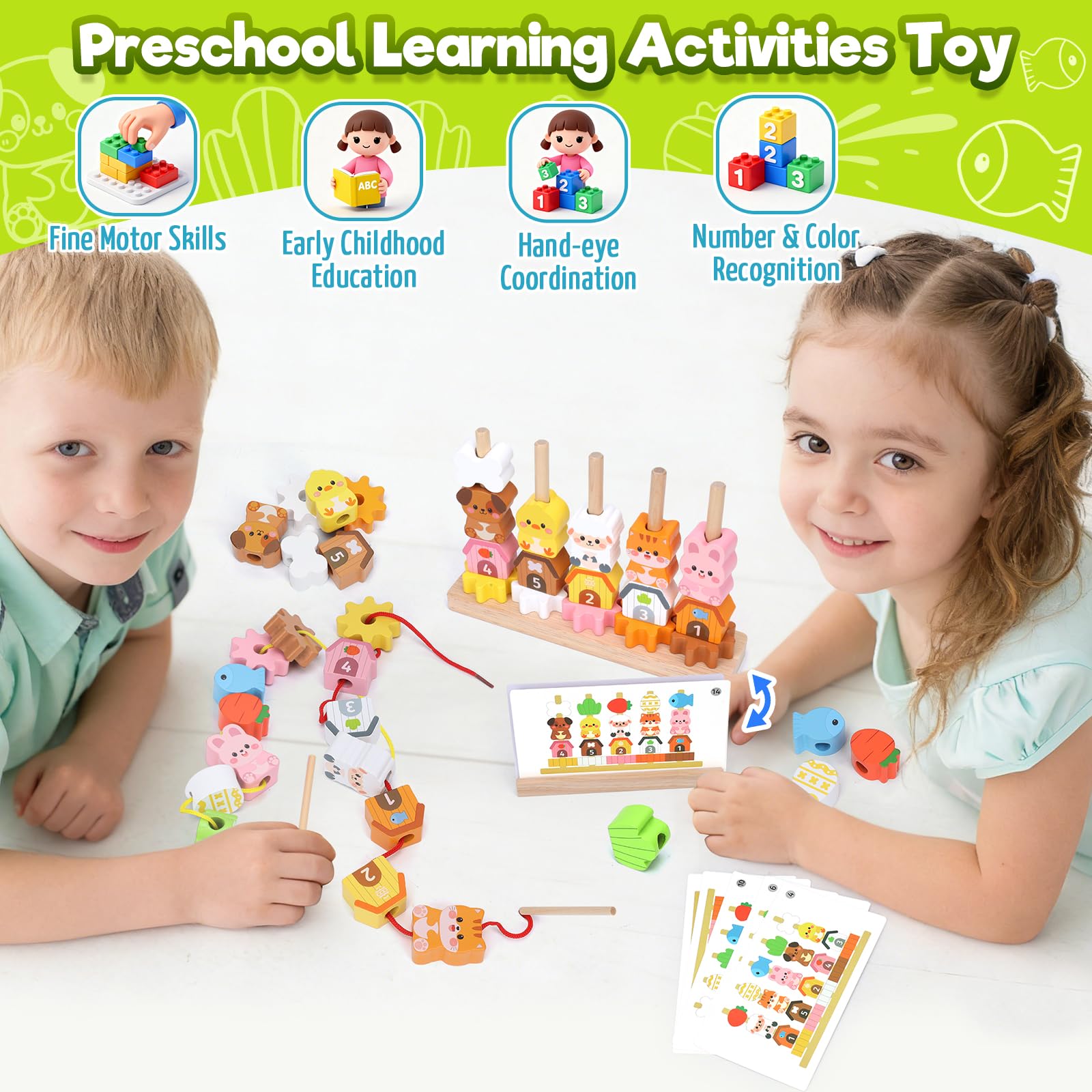 Montessori Wooden Stacking Toddler Toys: Gifts for 2 3 4 Year Old Boys Girls - Image 3
