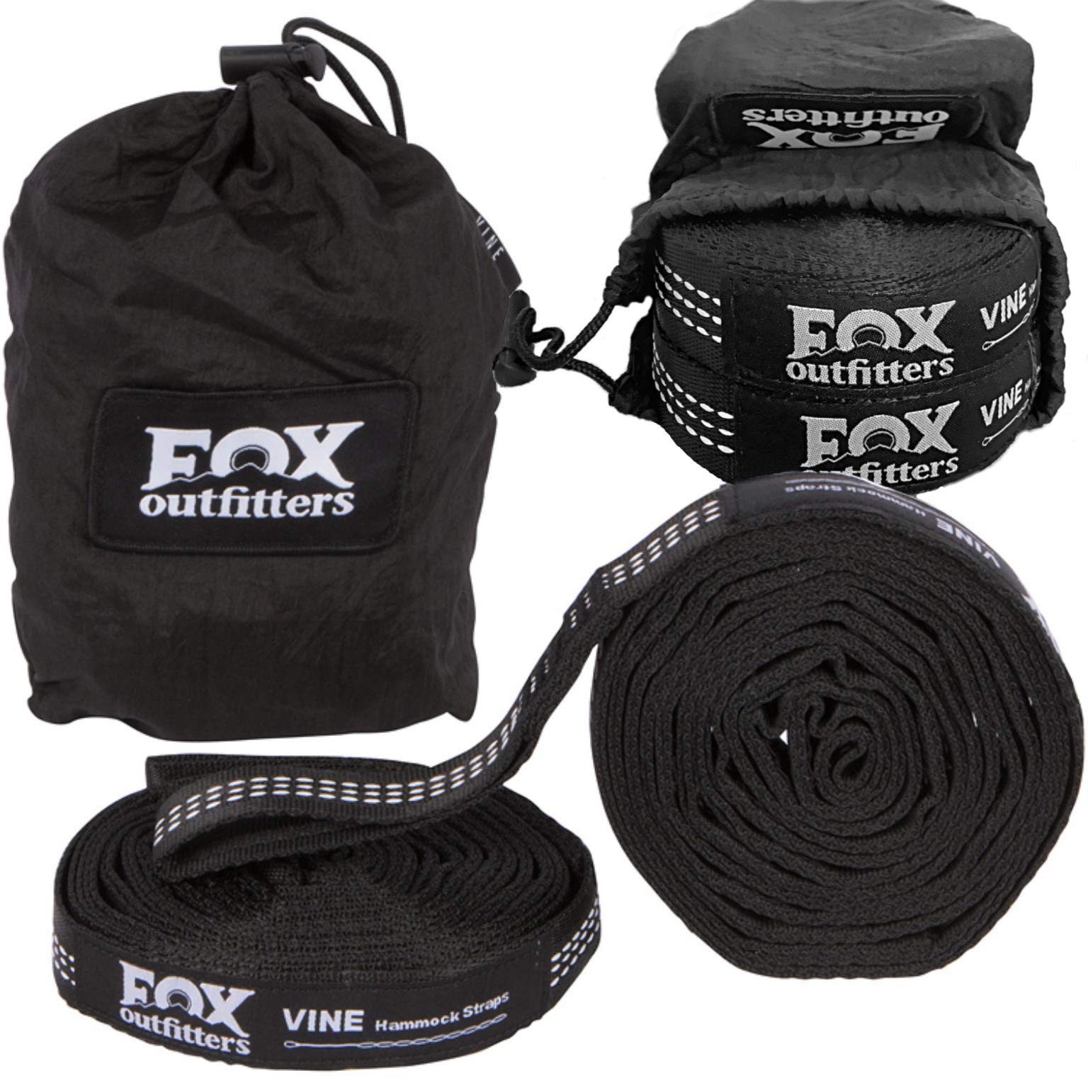 Fox Outfitters Vine Hammock Straps - Super Long 11 ft Hammock Strap Suspension System for Camping, Backpacking, Beach, Backyard Hammock Setup. Non-Stretch Polyester. Set of 2