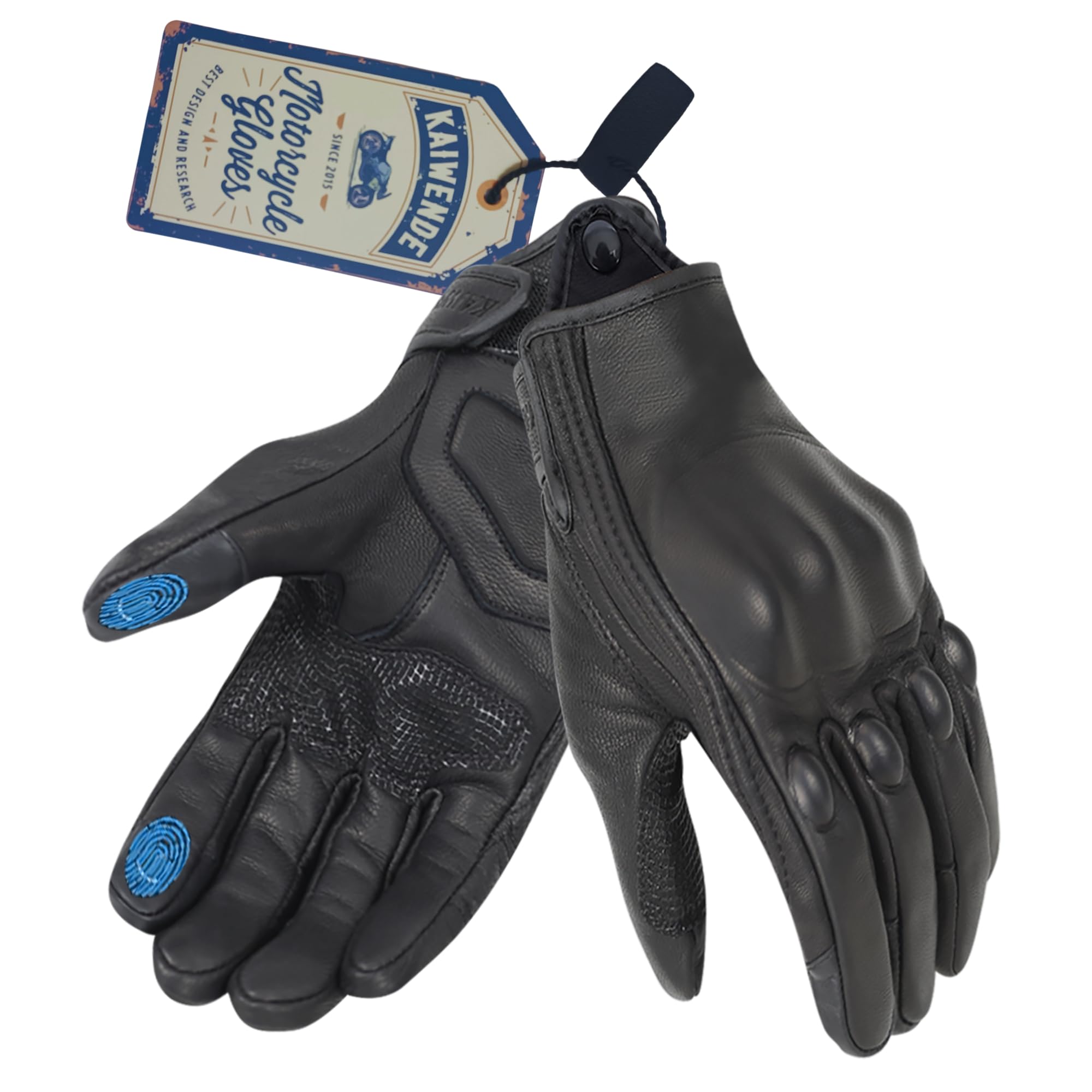 Motorcycle Gloves for Men Leather Motorbike or Scooter Gloves Touchscreen Vintage Guantes Moto with Protective Shell Padding and