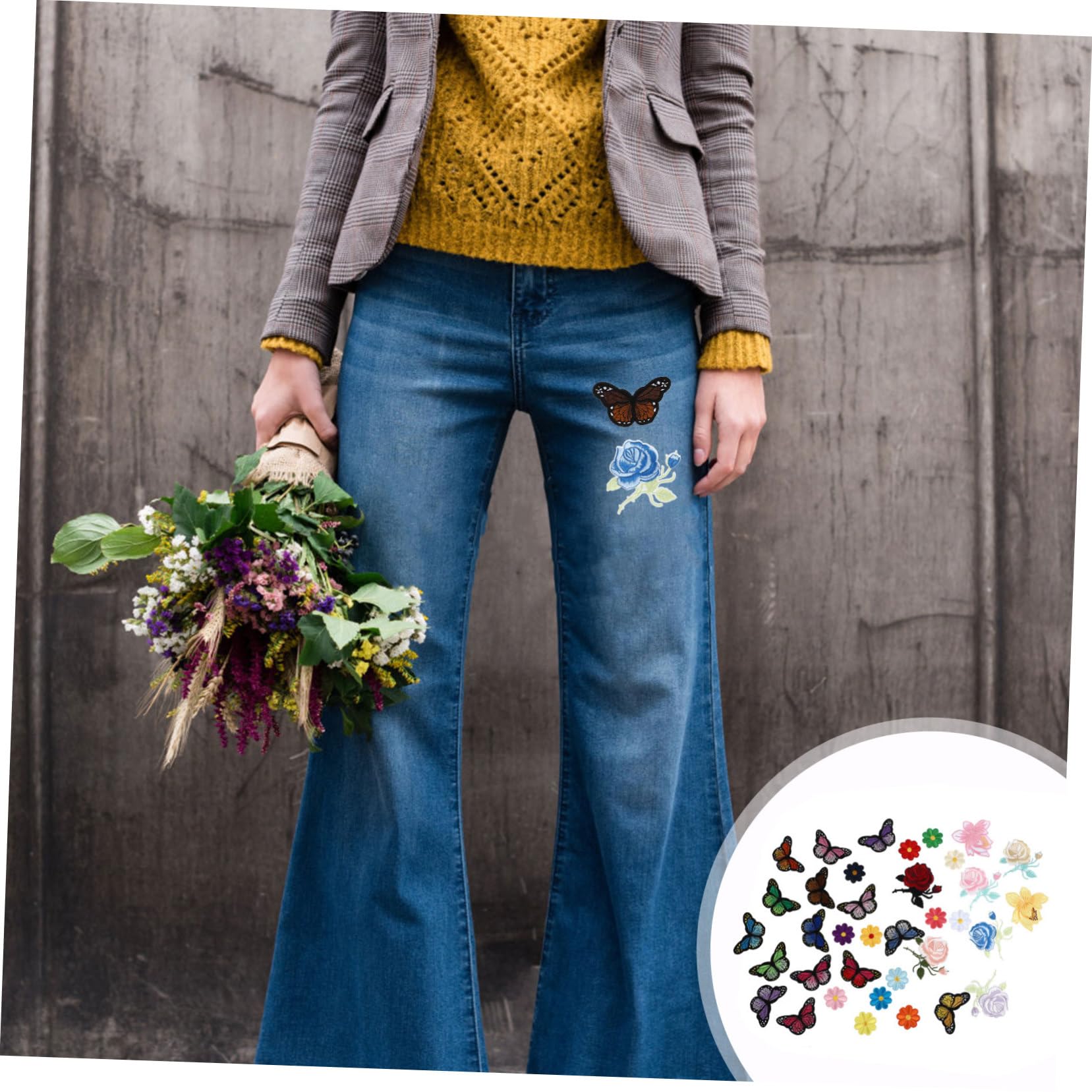 DOITOOL 2 Set Toppe Ricamate Decorative Per Abbigliamento Farfalle E Adesivi Termoadesivi Per Jeans Vestiti Articoli Fai Da Te Facile Da Applicare Cucitura 36 Pezzi*2
