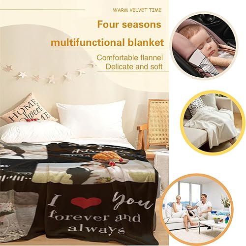 Miniatura 31 de Manta personalizada de doble cara, regalos de Navidad para familiares y amigos, manta personalizada con texto fotográfico para mamá, papá, abuela