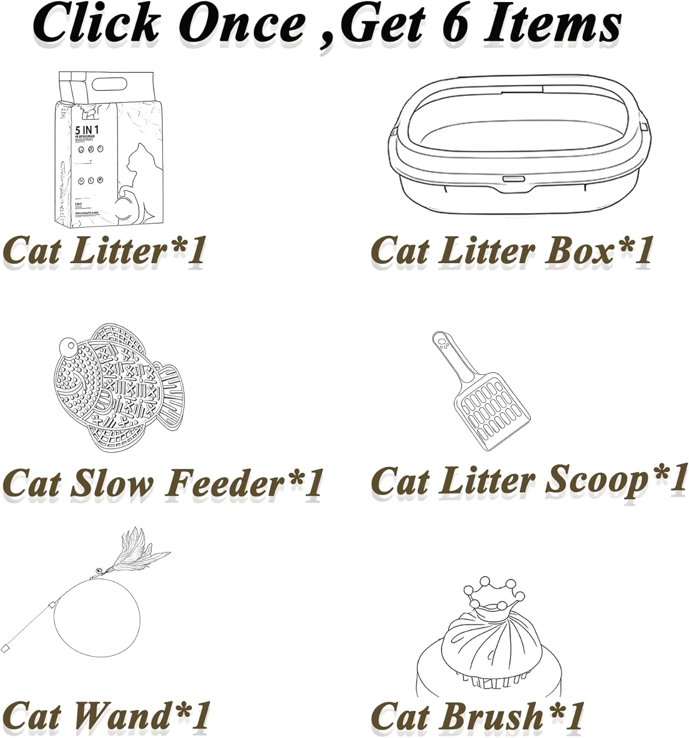 Suhaco Kitten Starter Kit for Indoor Kittens 7 Pcs Litter Box with Cat Litter & Litter Scoop Teaser Wand Licking Mat Bath Brush 7 in 1 Cat Litter Box (Pink)