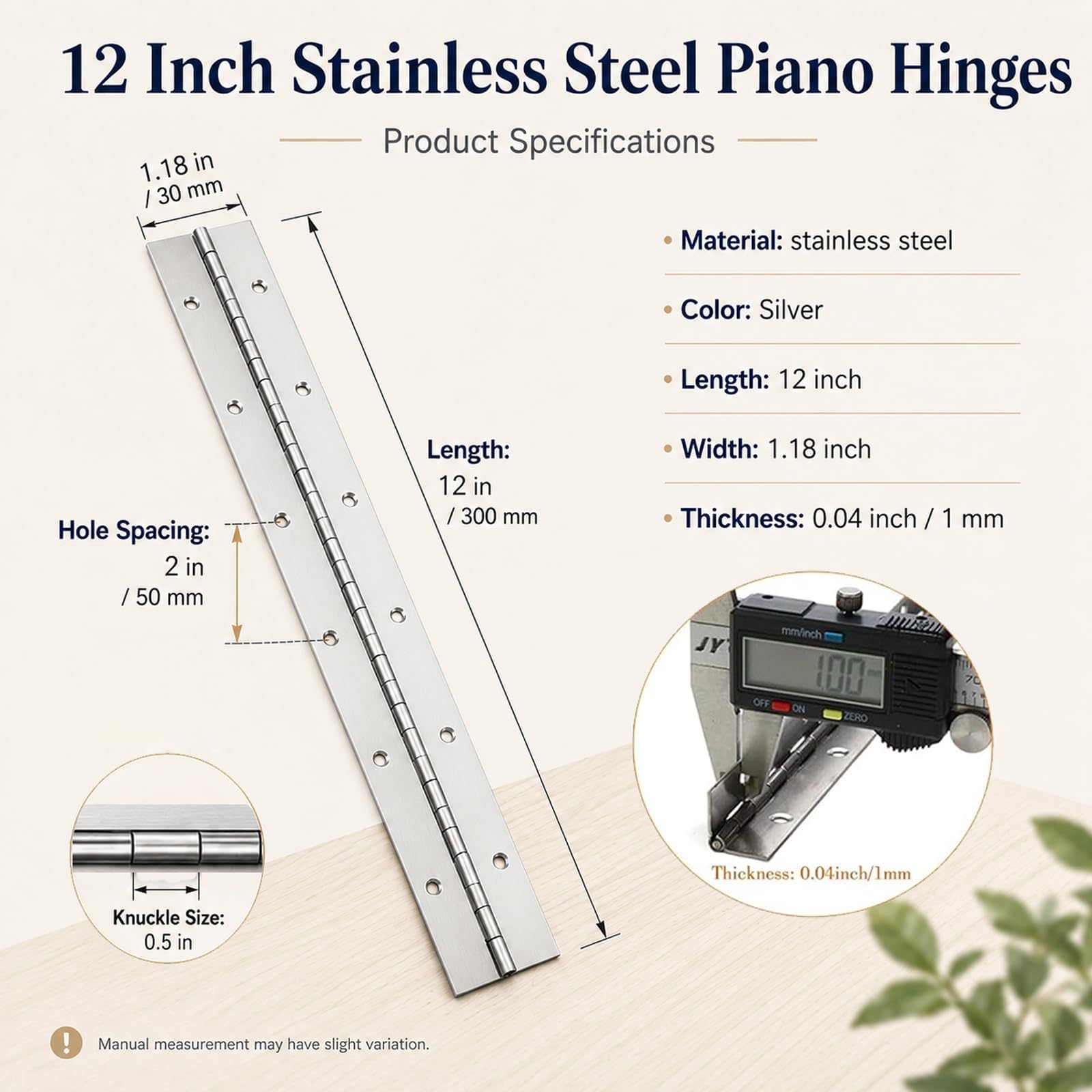 Stainless Steel Piano Hinges - 12 Pack -2